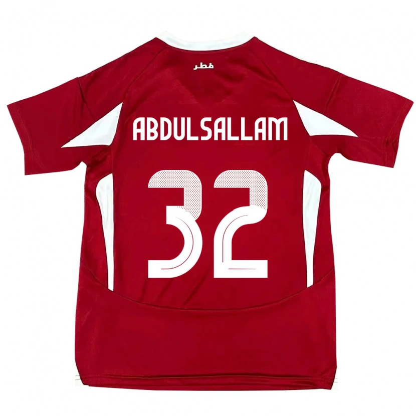Danxen Homme Maillot Qatar Jassem Gaber Abdulsallam #32 Rouge Tenues Domicile 24-26 T-Shirt
