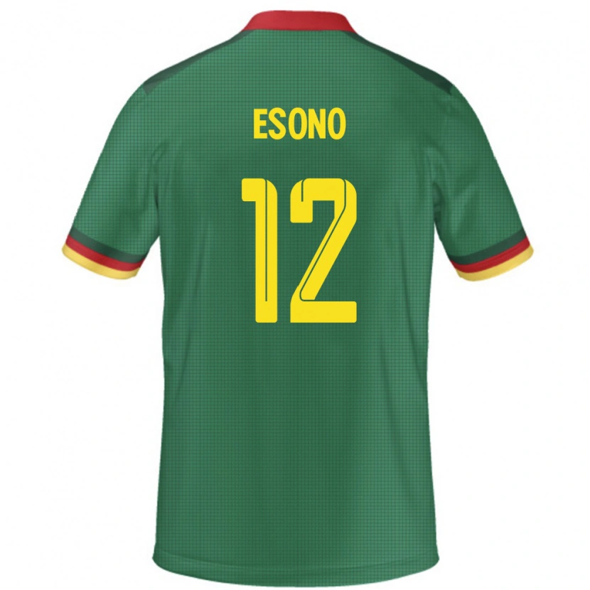 Danxen Homme Maillot Cameroun Yannick Kamdoum Esono #12 Vert Tenues Domicile 24-26 T-Shirt
