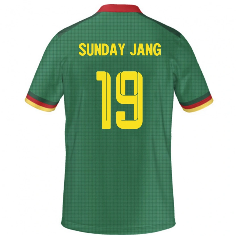 Danxen Homme Maillot Cameroun Junior Sunday Jang #19 Vert Tenues Domicile 24-26 T-Shirt