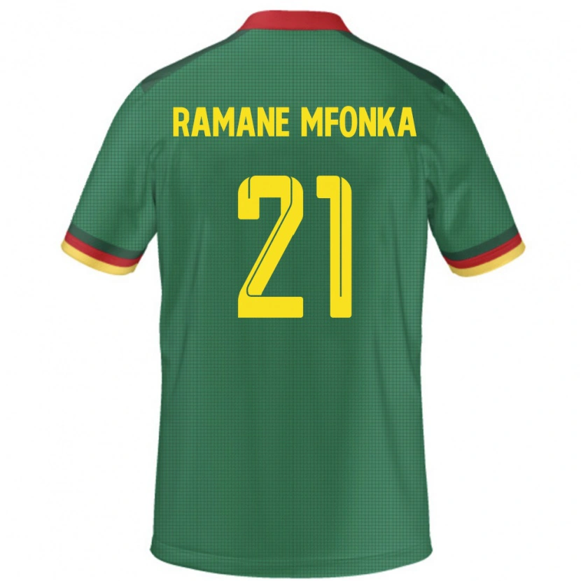 Danxen Homme Maillot Cameroun Abdel Ramane Mfonka #21 Vert Tenues Domicile 24-26 T-Shirt