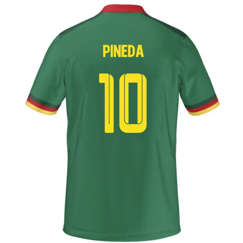 Danxen Homme Maillot Cameroun Etienne Eto O Pineda #10 Vert Tenues Domicile 24-26 T-Shirt