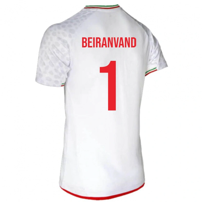 Danxen Homme Maillot Iran Alireza Beiranvand #1 Blanc Tenues Domicile 24-26 T-Shirt