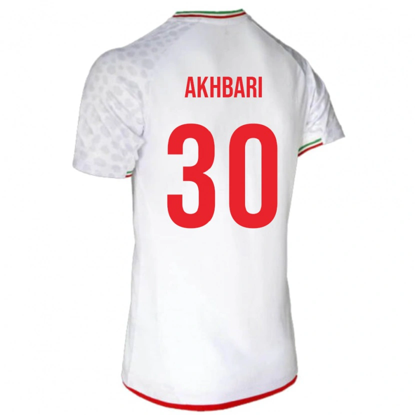 Danxen Homme Maillot Iran Mohammadreza Akhbari #30 Blanc Tenues Domicile 24-26 T-Shirt