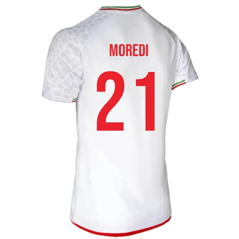 Danxen Homme Maillot Iran Abolfazl Moredi #21 Blanc Tenues Domicile 24-26 T-Shirt