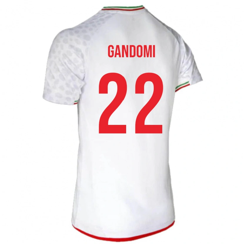 Danxen Homme Maillot Iran Mohammad Gandomi #22 Blanc Tenues Domicile 24-26 T-Shirt