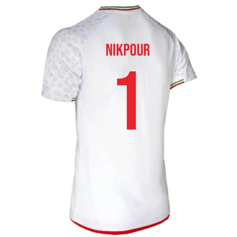 Danxen Homme Maillot Iran Amirhossein Nikpour #1 Blanc Tenues Domicile 24-26 T-Shirt