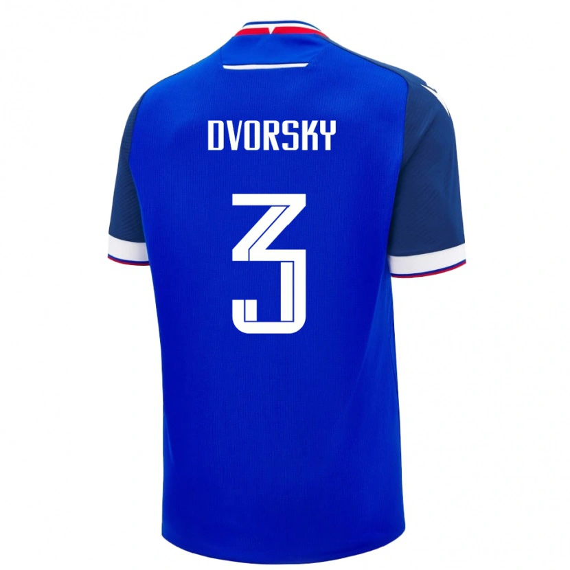Danxen Homme Maillot Slovaquie Lukas Dvorsky #3 Bleu Tenues Domicile 24-26 T-Shirt