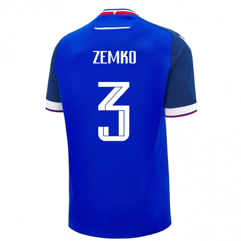 Danxen Homme Maillot Slovaquie Tomas Zemko #3 Bleu Tenues Domicile 24-26 T-Shirt