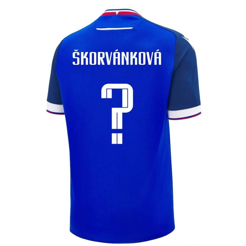 Danxen Homme Maillot Slovaquie Dominika Škorvánková #0 Bleu Tenues Domicile 24-26 T-Shirt