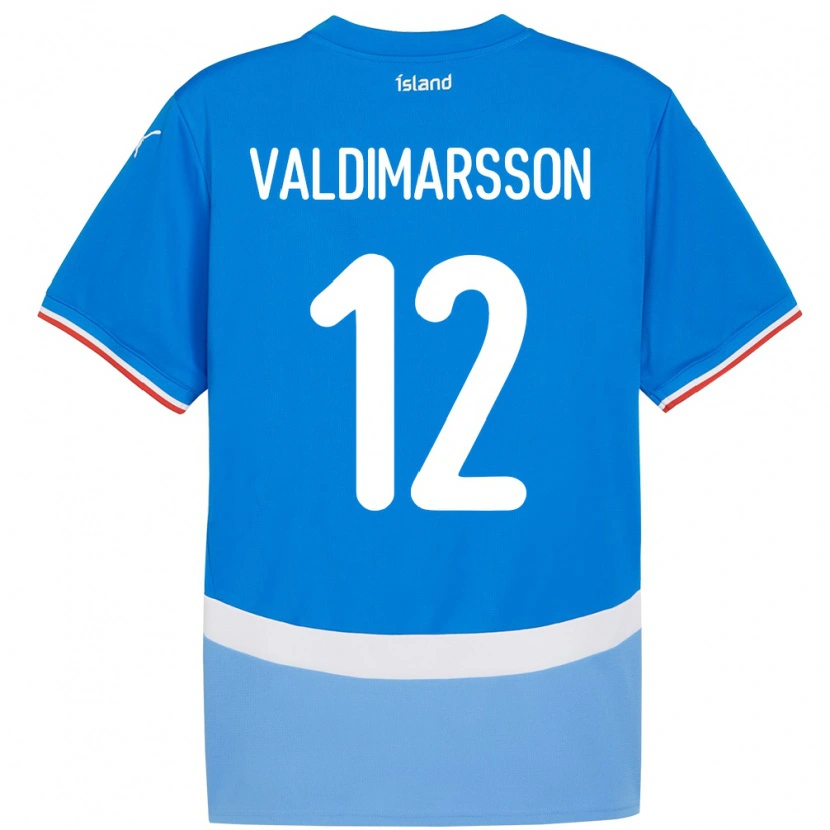 Danxen Homme Maillot Islande Hákon Rafn Valdimarsson #12 Bleu Tenues Domicile 24-26 T-Shirt