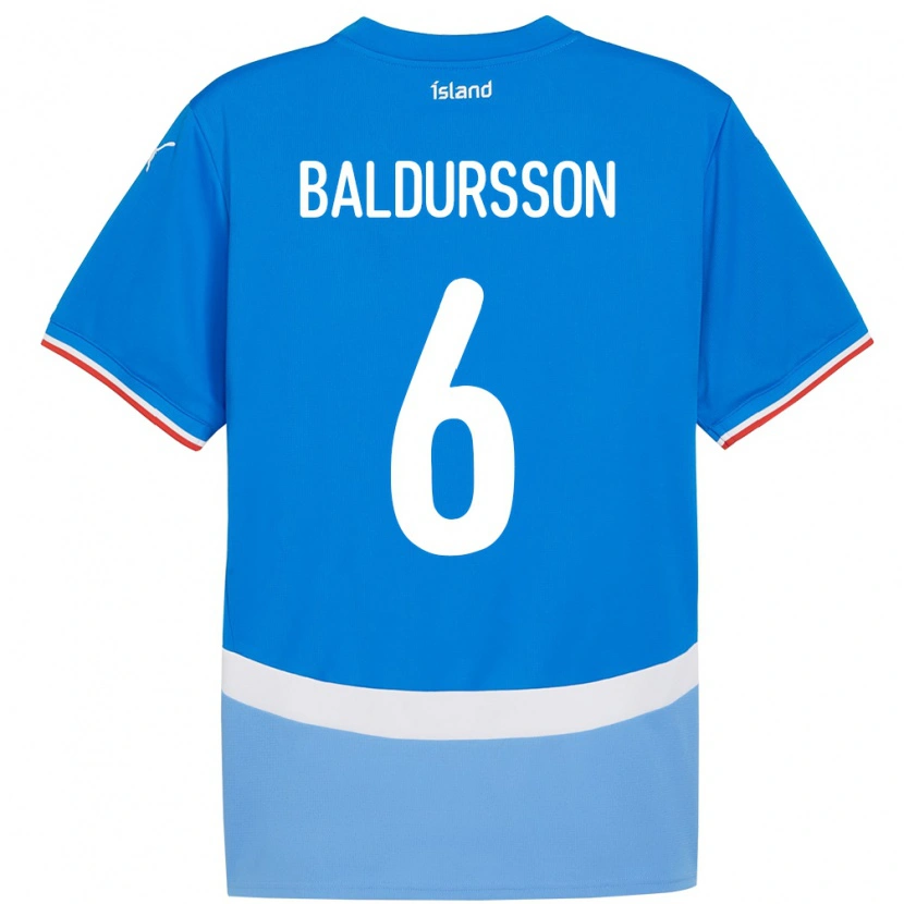 Danxen Homme Maillot Islande Breki Baldursson #6 Bleu Tenues Domicile 24-26 T-Shirt