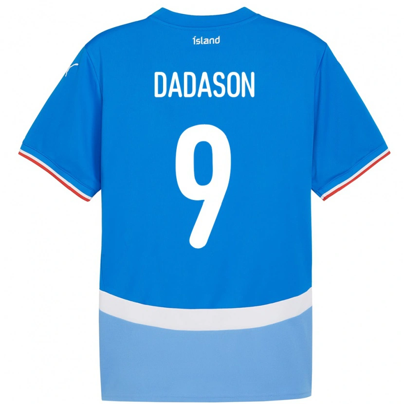 Danxen Homme Maillot Islande Viktor Dadason #9 Bleu Tenues Domicile 24-26 T-Shirt