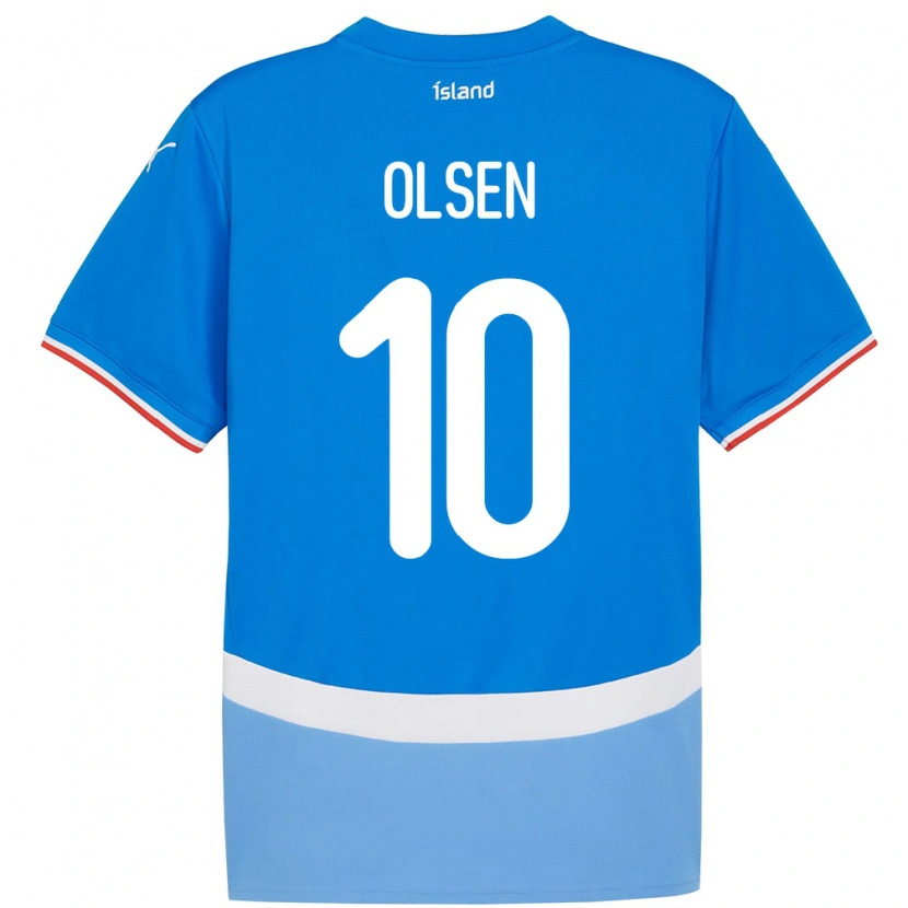 Danxen Homme Maillot Islande Gunnar Olsen #10 Bleu Tenues Domicile 24-26 T-Shirt