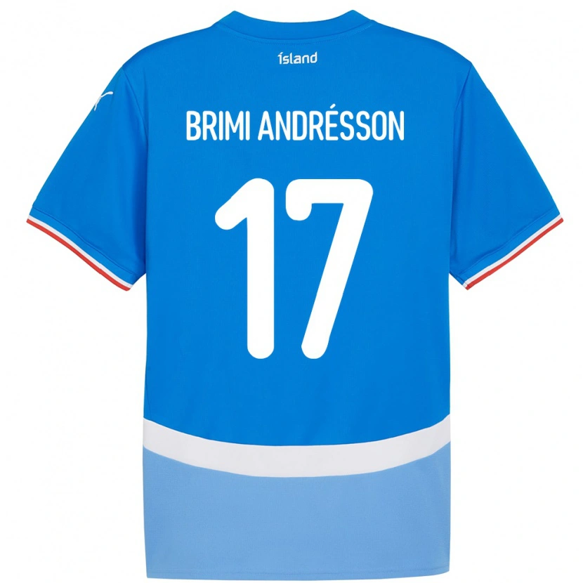 Danxen Homme Maillot Islande Björgvin Brimi Andrésson #17 Bleu Tenues Domicile 24-26 T-Shirt