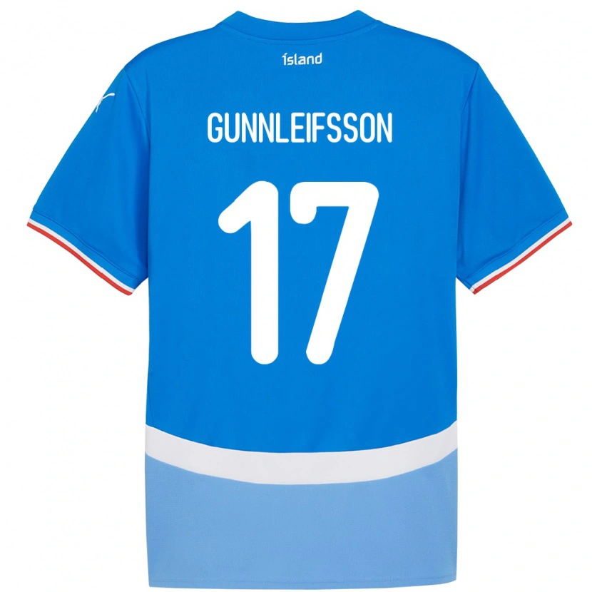 Danxen Homme Maillot Islande Gunnleifur Orri Gunnleifsson #17 Bleu Tenues Domicile 24-26 T-Shirt