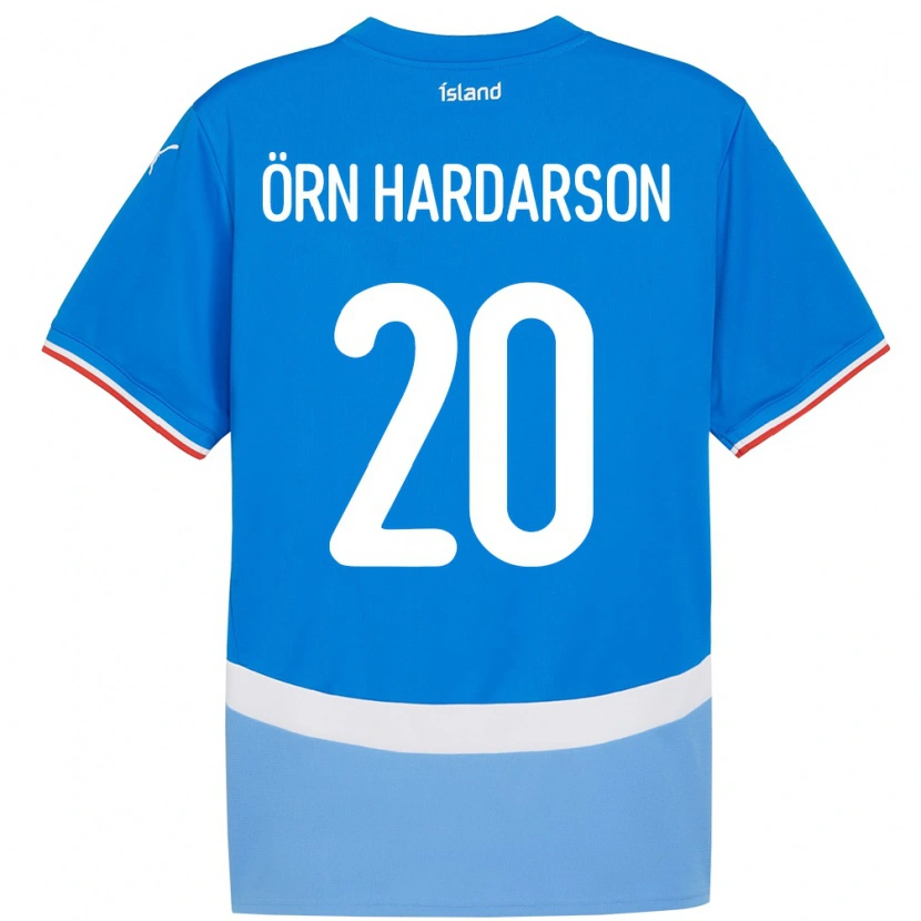 Danxen Homme Maillot Islande Sesar Örn Hardarson #20 Bleu Tenues Domicile 24-26 T-Shirt