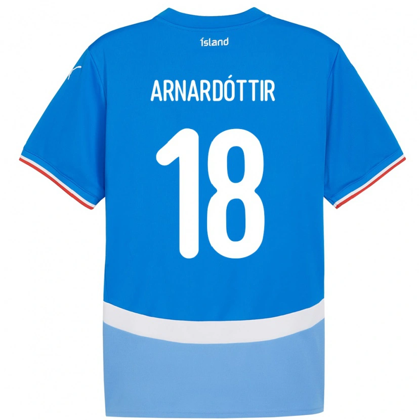 Danxen Homme Maillot Islande Guðrún Arnardóttir #18 Bleu Tenues Domicile 24-26 T-Shirt