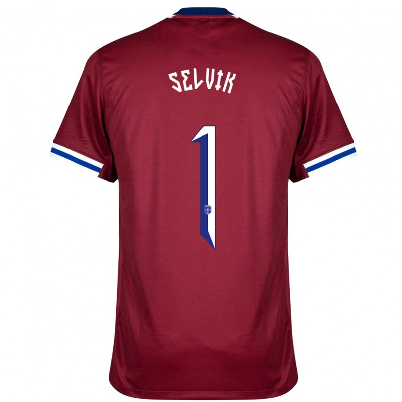 Danxen Homme Maillot Norvège Egil Selvik #1 Rouge Bleu Blanc Tenues Domicile 24-26 T-Shirt