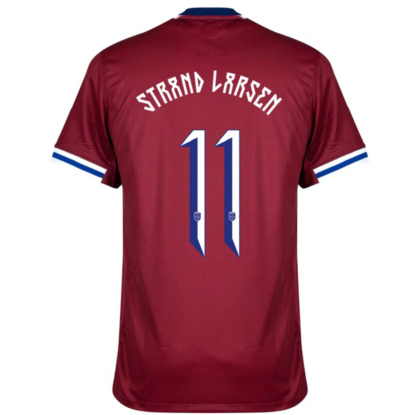 Danxen Homme Maillot Norvège Jørgen Strand Larsen #11 Rouge Bleu Blanc Tenues Domicile 24-26 T-Shirt