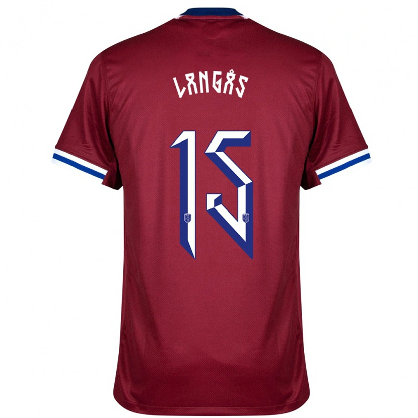 Danxen Homme Maillot Norvège Sondre Langås #15 Rouge Bleu Blanc Tenues Domicile 24-26 T-Shirt