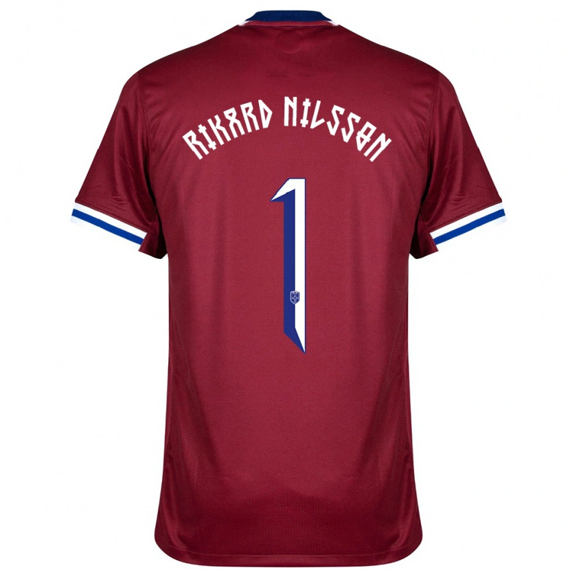 Danxen Homme Maillot Norvège Oskar Rikard Nilsson #1 Rouge Bleu Blanc Tenues Domicile 24-26 T-Shirt