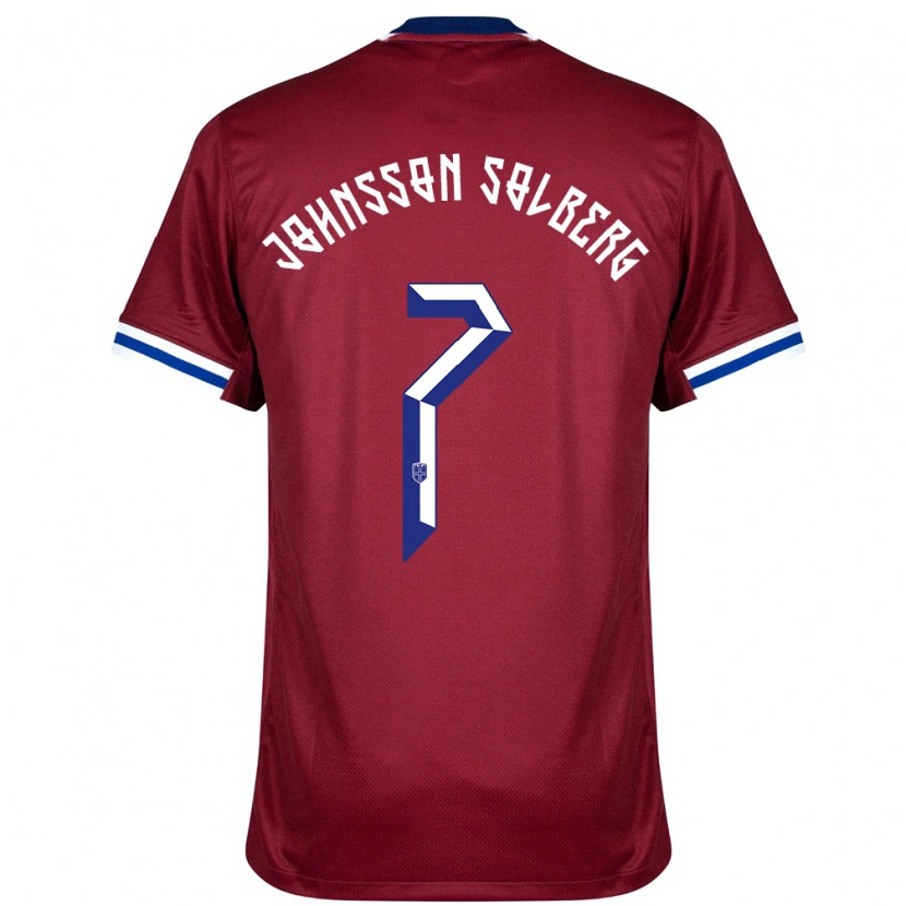 Danxen Homme Maillot Norvège Elias Johnsson Solberg #7 Rouge Bleu Blanc Tenues Domicile 24-26 T-Shirt