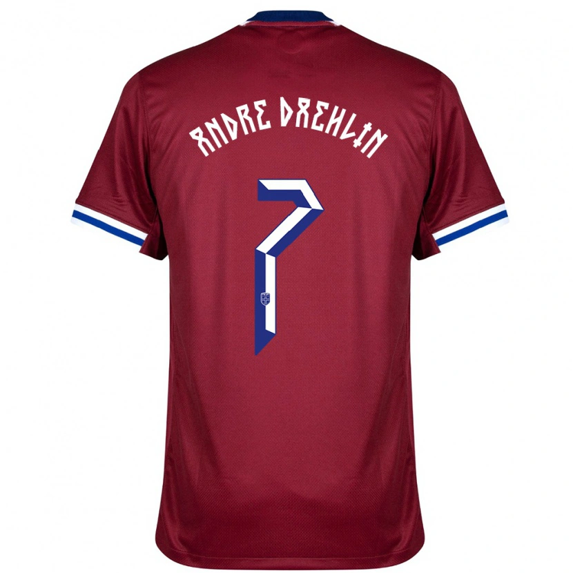 Danxen Homme Maillot Norvège Kevin André Dæhlin #7 Rouge Bleu Blanc Tenues Domicile 24-26 T-Shirt