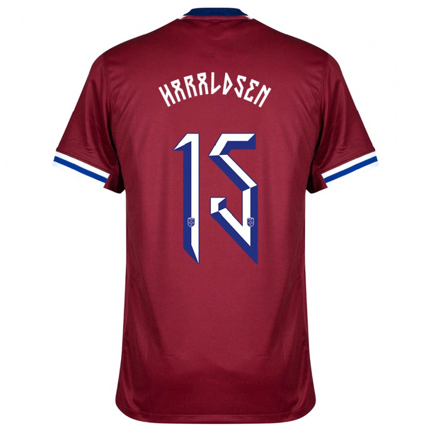 Danxen Homme Maillot Norvège Henrik Haraldsen #15 Rouge Bleu Blanc Tenues Domicile 24-26 T-Shirt