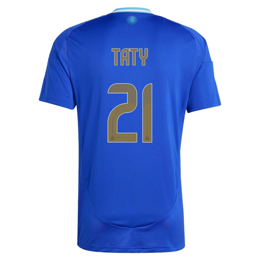 Danxen Homme Maillot Argentine Taty Castellanos #21 Bleu Tenues Extérieur 24-26 T-Shirt