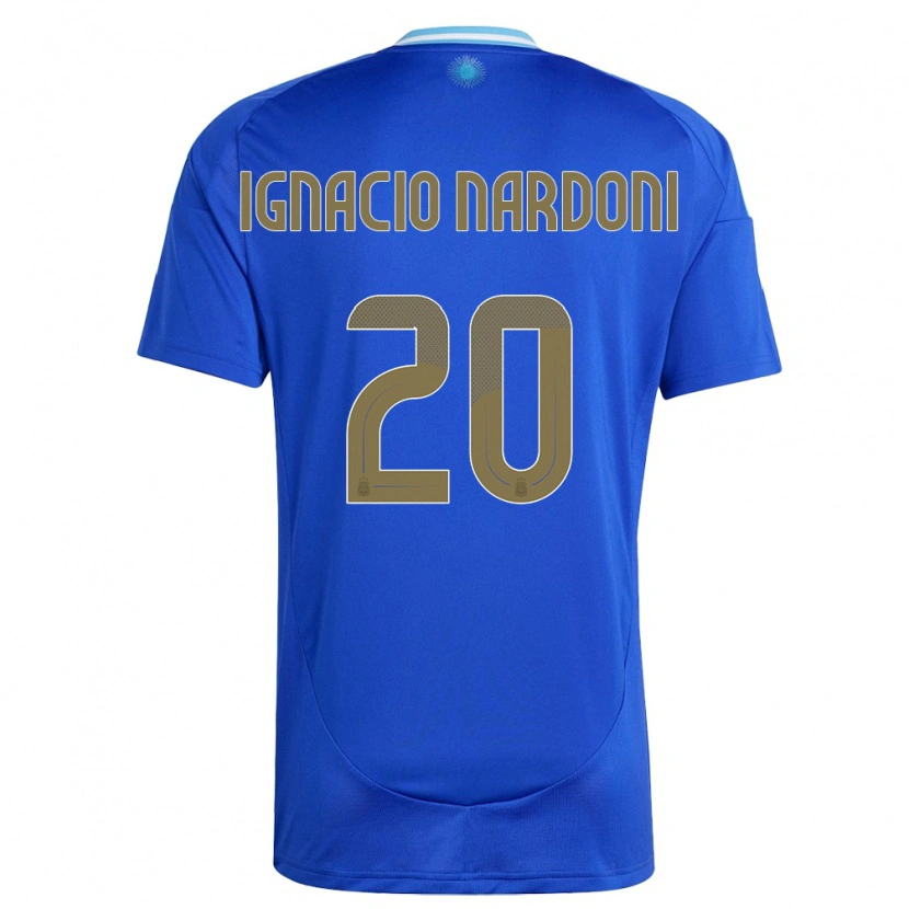 Danxen Homme Maillot Argentine Juan Ignacio Nardoni #20 Bleu Tenues Extérieur 24-26 T-Shirt