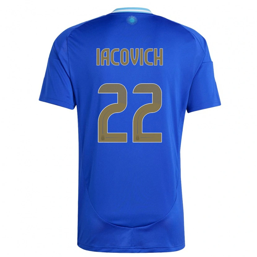 Danxen Homme Maillot Argentine Fabricio Iacovich #22 Bleu Tenues Extérieur 24-26 T-Shirt