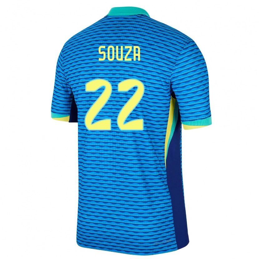 Danxen Homme Maillot Brésil Luiz Souza #22 Bleu Tenues Extérieur 24-26 T-Shirt