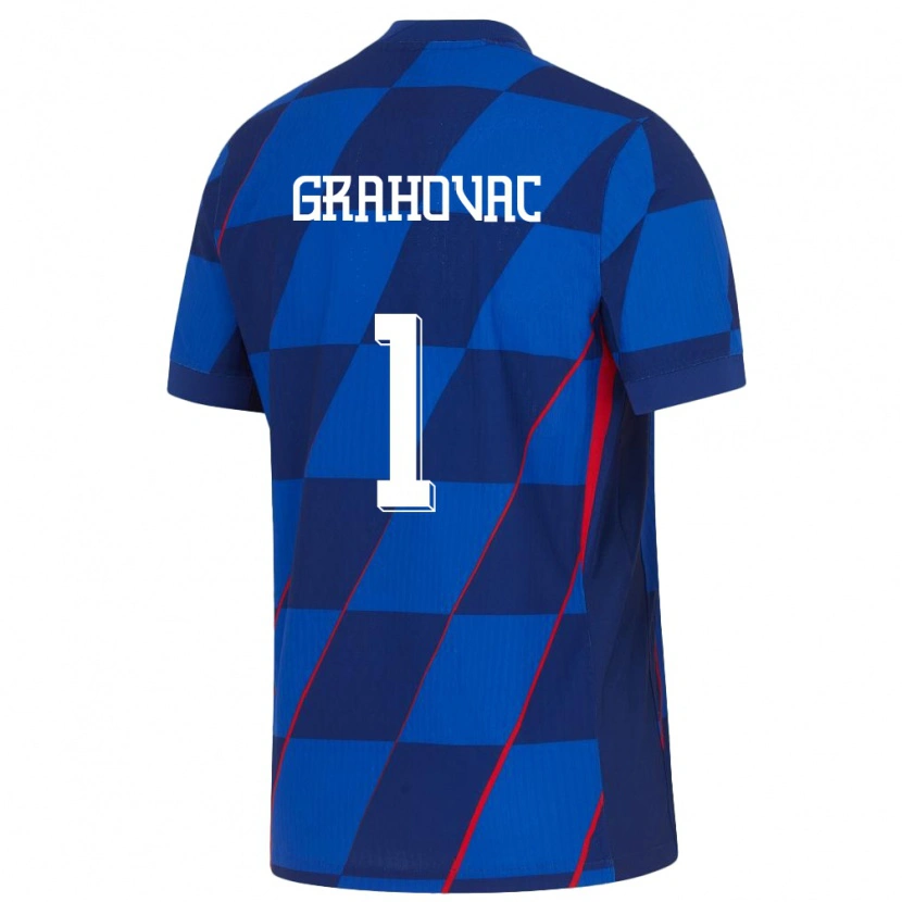 Danxen Homme Maillot Croatie Matej Grahovac #1 Bleu Tenues Extérieur 24-26 T-Shirt