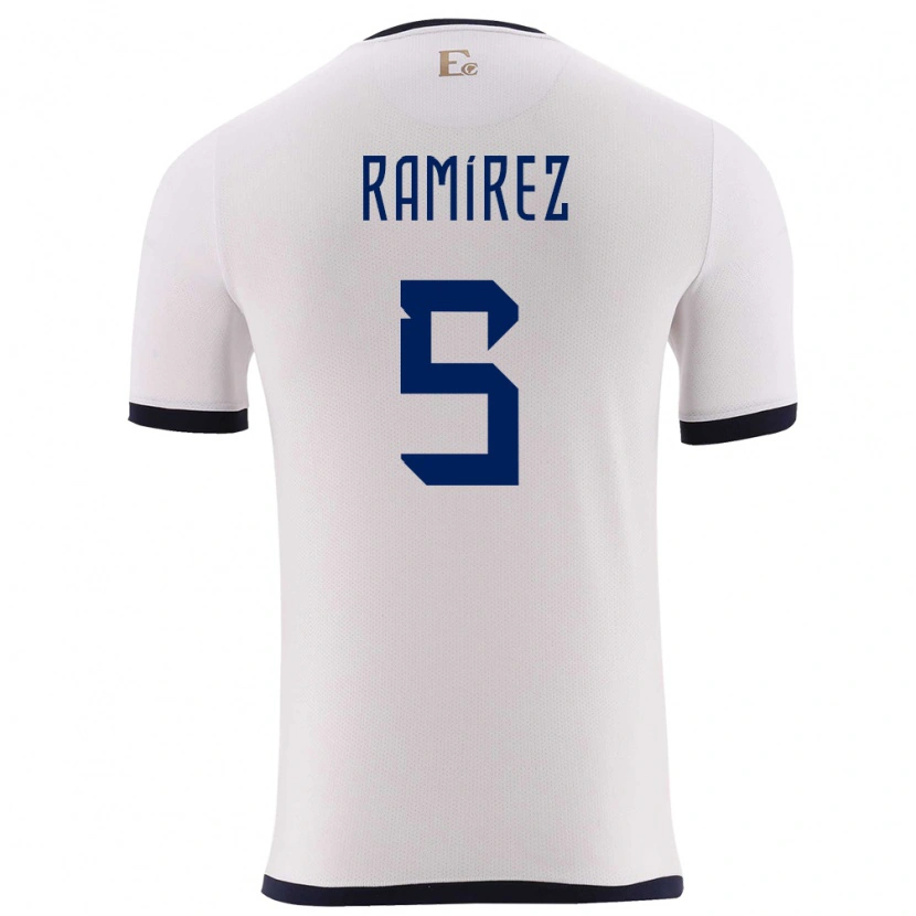 Danxen Homme Maillot Équateur Cristian Ramírez #5 Blanc Tenues Extérieur 24-26 T-Shirt