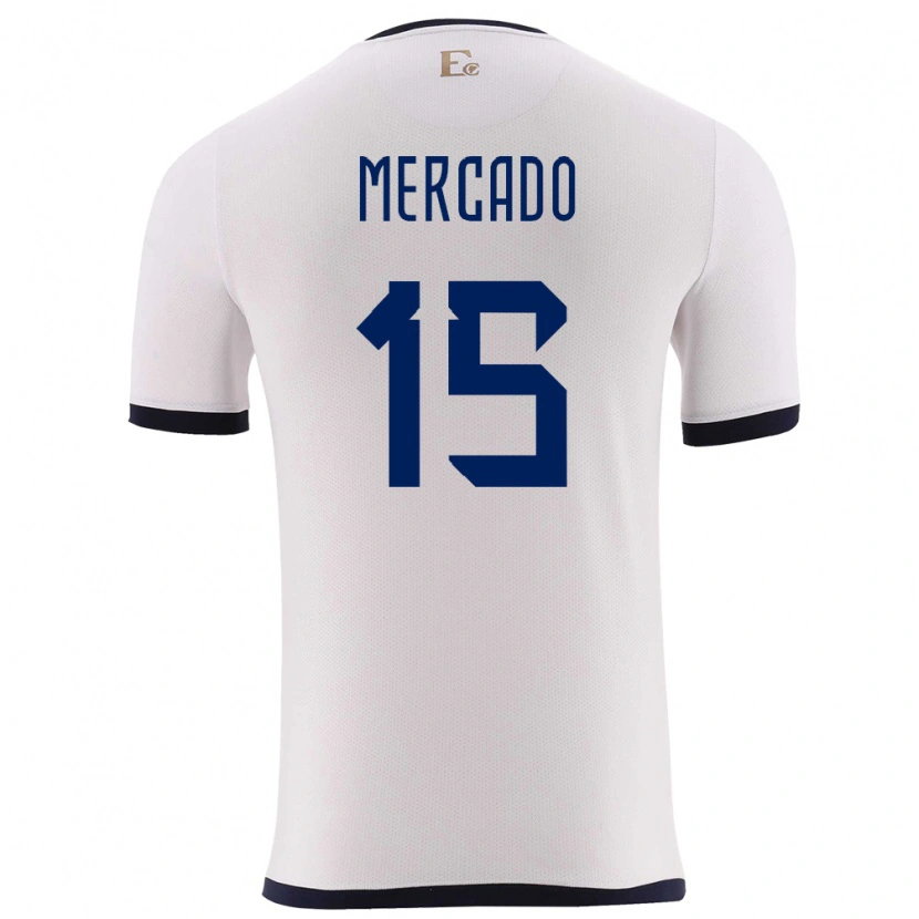 Danxen Homme Maillot Équateur John Mercado #15 Blanc Tenues Extérieur 24-26 T-Shirt