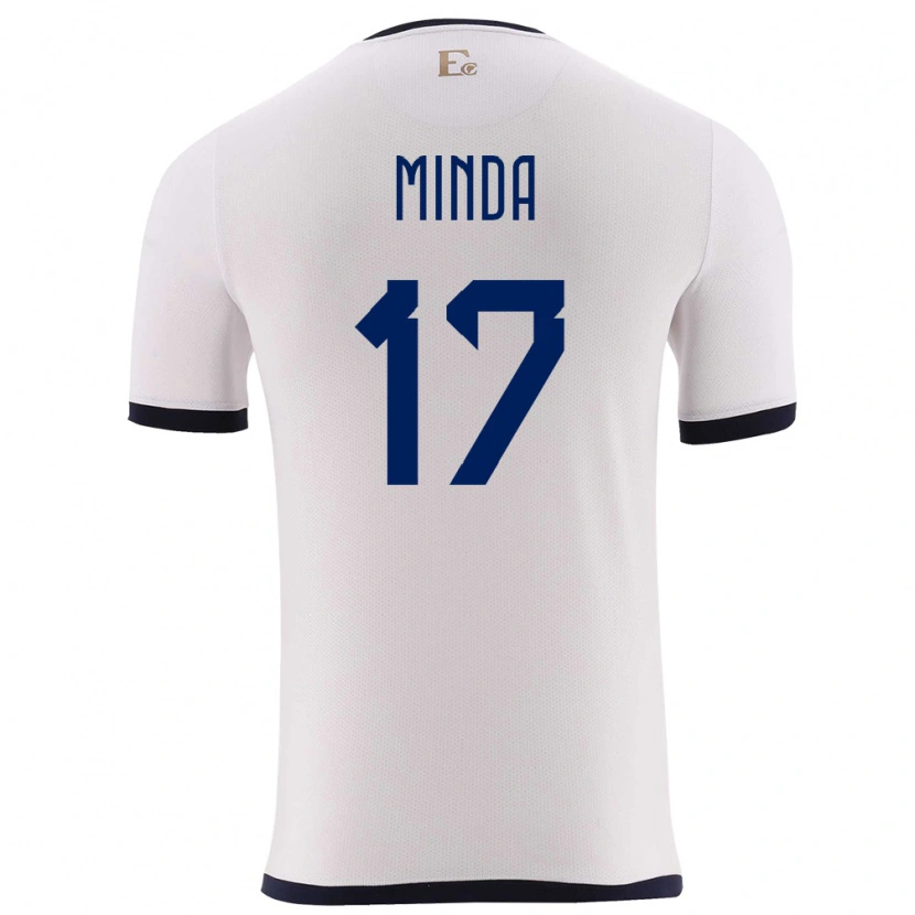 Danxen Homme Maillot Équateur Alan Minda #17 Blanc Tenues Extérieur 24-26 T-Shirt