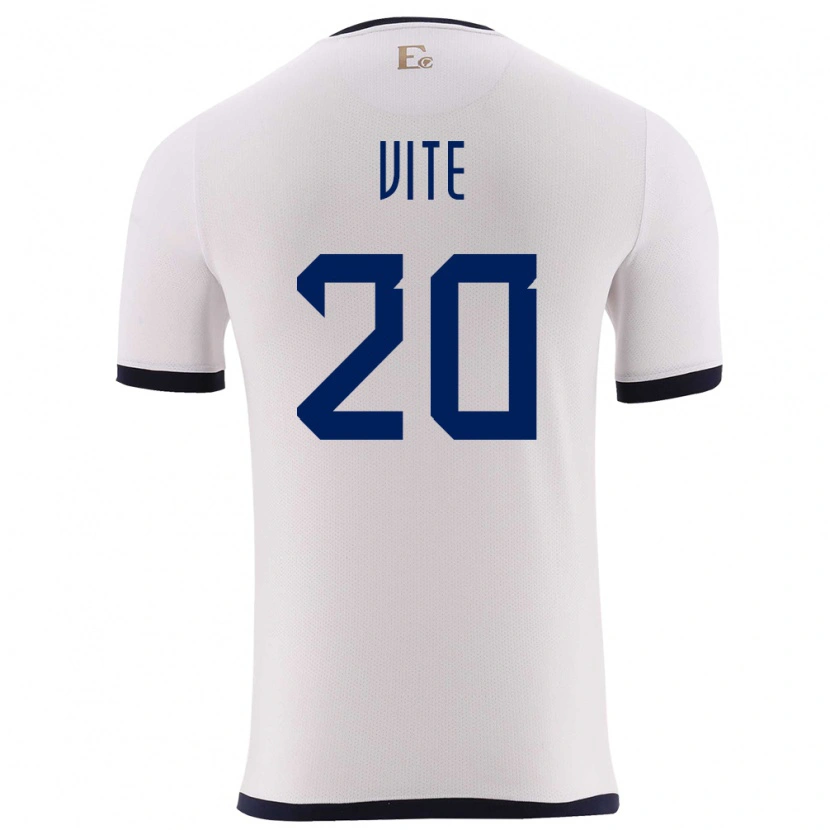 Danxen Homme Maillot Équateur Pedro Vite #20 Blanc Tenues Extérieur 24-26 T-Shirt