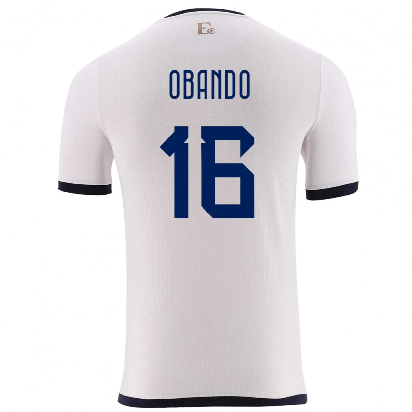 Danxen Homme Maillot Équateur Allen Obando #16 Blanc Tenues Extérieur 24-26 T-Shirt