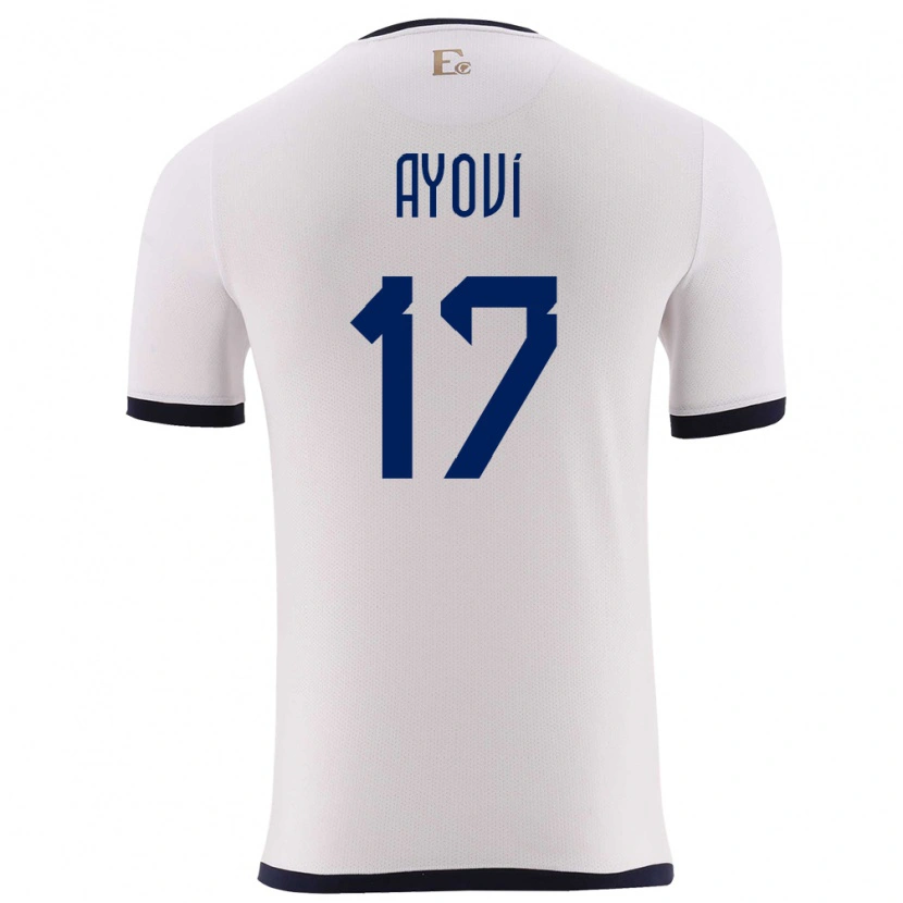 Danxen Homme Maillot Équateur Junior Ayoví #17 Blanc Tenues Extérieur 24-26 T-Shirt