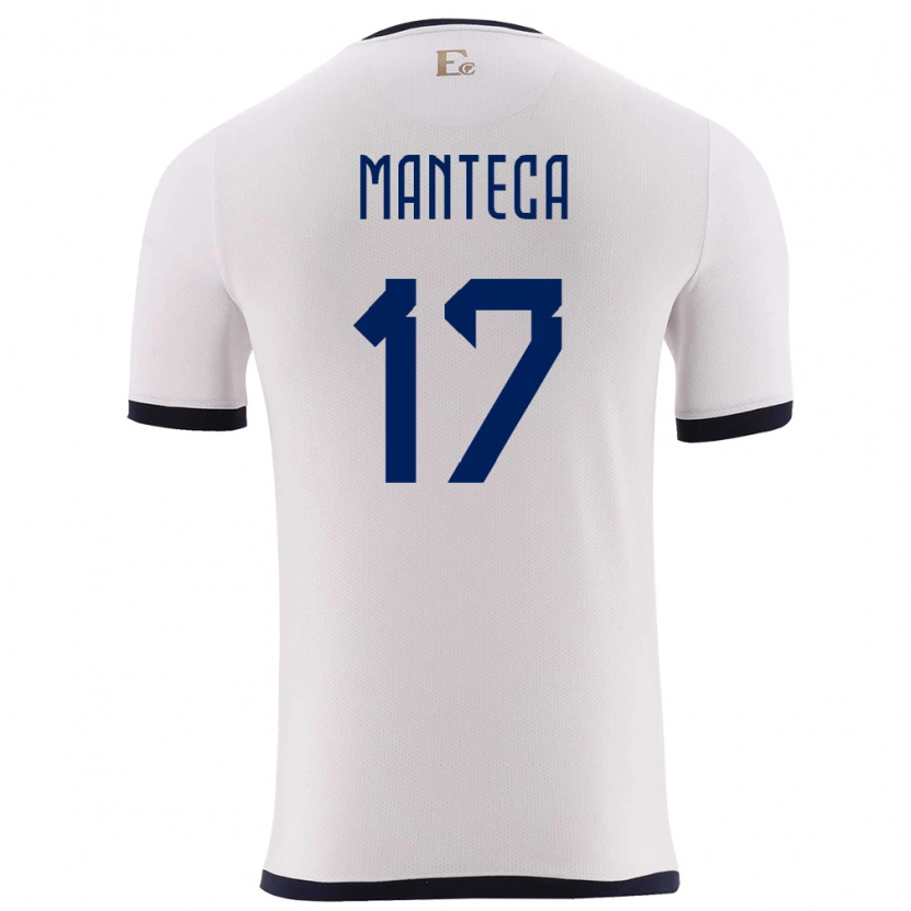 Danxen Homme Maillot Équateur Demcy Manteca #17 Blanc Tenues Extérieur 24-26 T-Shirt
