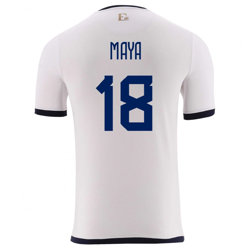 Danxen Homme Maillot Équateur Jhoel Maya #18 Blanc Tenues Extérieur 24-26 T-Shirt