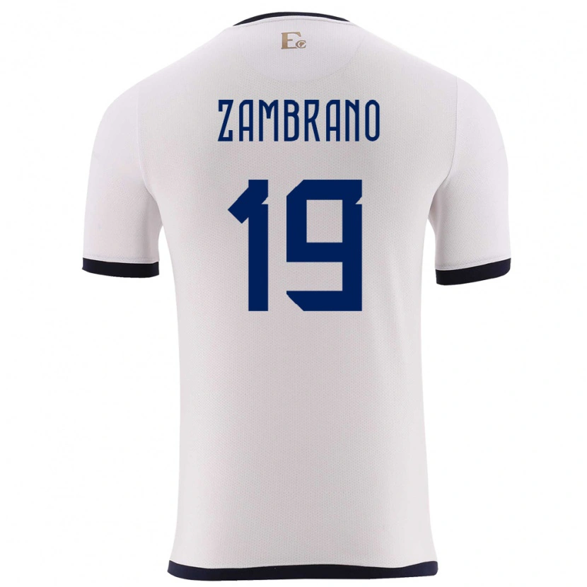 Danxen Homme Maillot Équateur Cristhoper Zambrano #19 Blanc Tenues Extérieur 24-26 T-Shirt