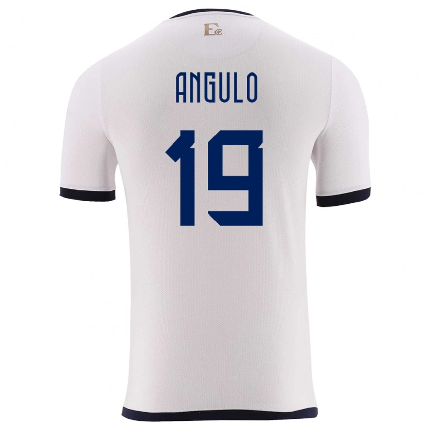 Danxen Homme Maillot Équateur Juan Angulo #19 Blanc Tenues Extérieur 24-26 T-Shirt