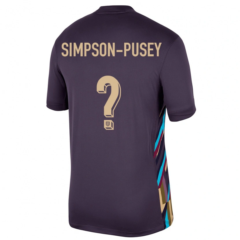 Danxen Homme Maillot Angleterre Jahmai Simpson-Pusey #0 Raisins Noirs Tenues Extérieur 24-26 T-Shirt