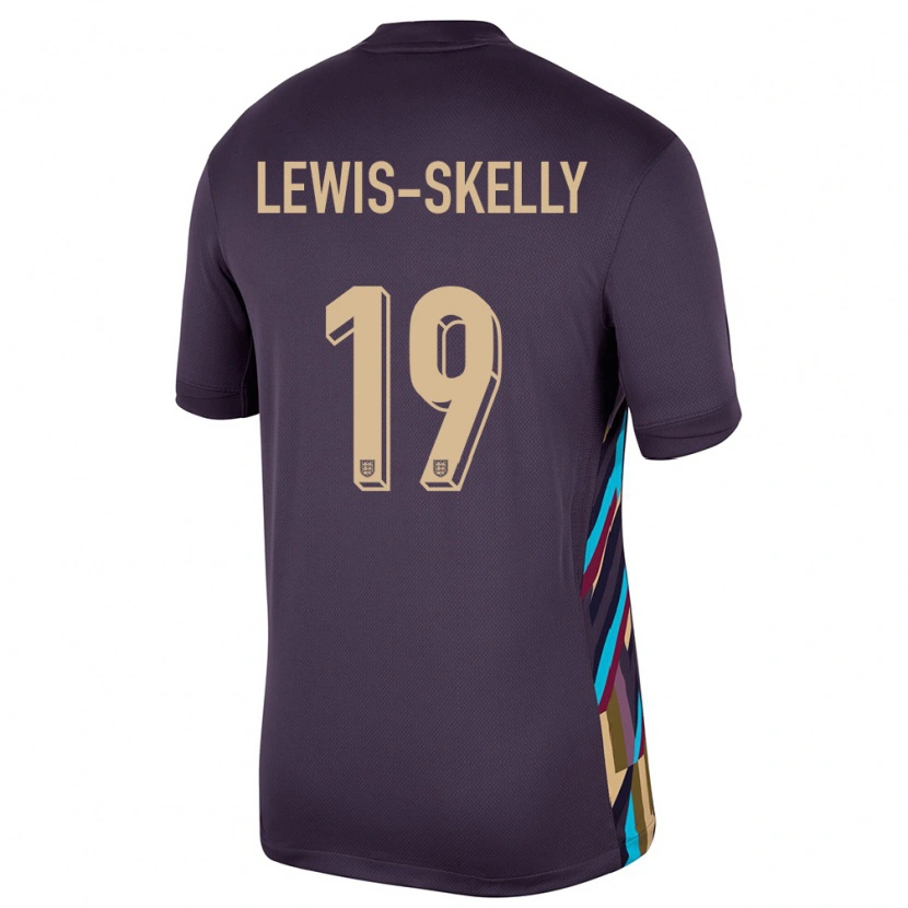 Danxen Homme Maillot Angleterre Myles Lewis-Skelly #19 Raisins Noirs Tenues Extérieur 24-26 T-Shirt