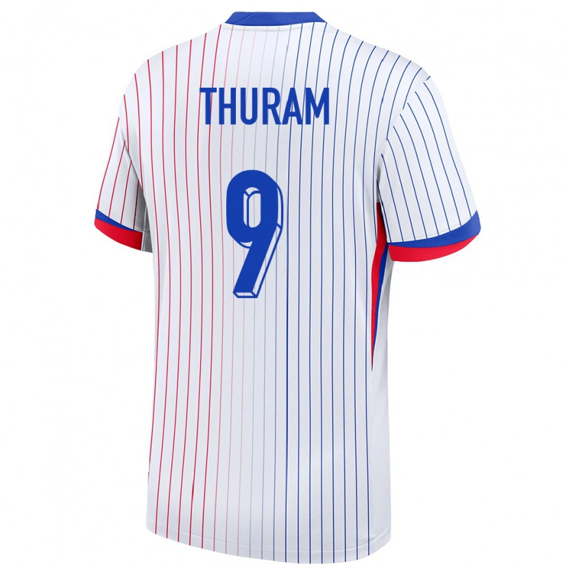 Danxen Homme Maillot France Marcus Thuram #9 Blanc Tenues Extérieur 24-26 T-Shirt
