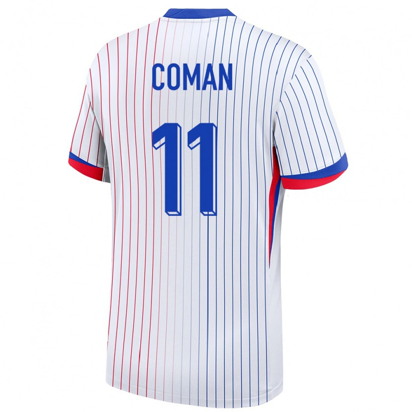 Danxen Homme Maillot France Kingsley Coman #11 Blanc Tenues Extérieur 24-26 T-Shirt