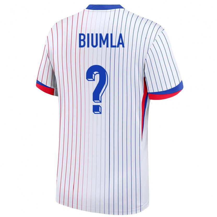 Danxen Homme Maillot France Emmanuel Biumla #0 Blanc Tenues Extérieur 24-26 T-Shirt