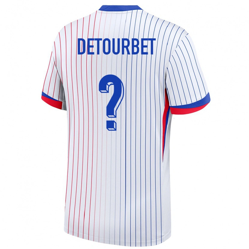 Danxen Homme Maillot France Mathys Detourbet #0 Blanc Tenues Extérieur 24-26 T-Shirt