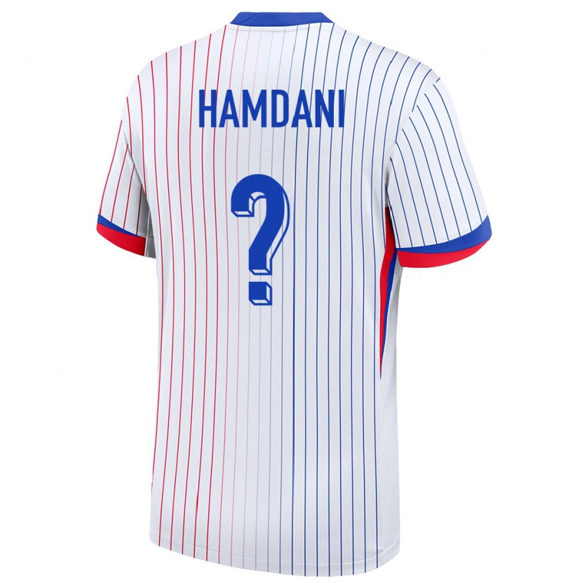 Danxen Homme Maillot France Adil Hamdani #0 Blanc Tenues Extérieur 24-26 T-Shirt